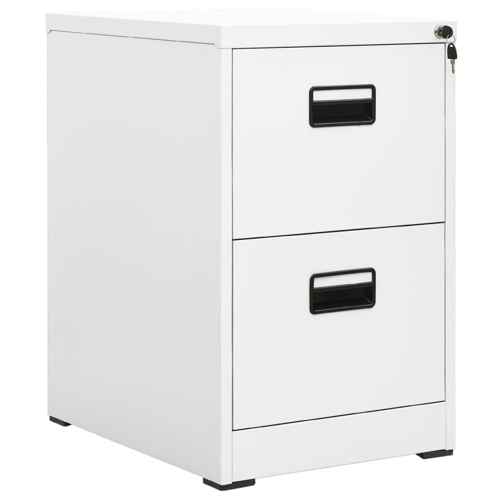 Steel Filing Cabinet 2 Drawer White Office Storage | HomeAndLiving