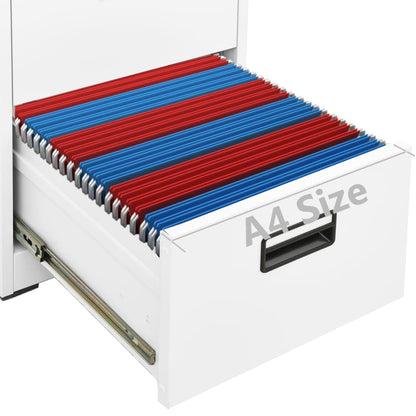 Steel Filing Cabinet 2 Drawer White Office Storage | HomeAndLiving