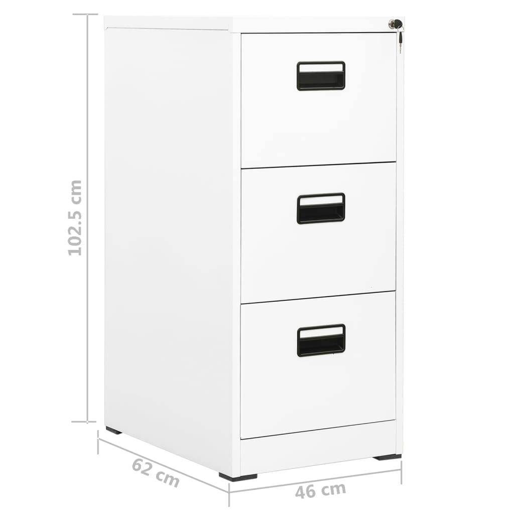Steel Filing Cabinet 3 Drawer White 102.5cm | HomeAndLiving