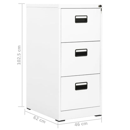 Steel Filing Cabinet 3 Drawer White 102.5cm | HomeAndLiving
