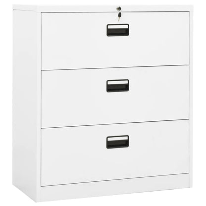 Filing Cabinet 3 Drawers White Steel
