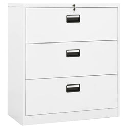 Filing Cabinet 3 Drawers White Steel