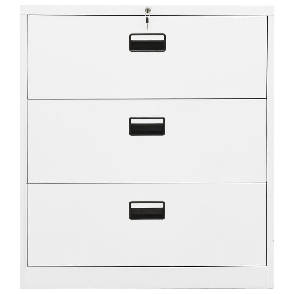 Filing Cabinet 3 Drawers White Steel