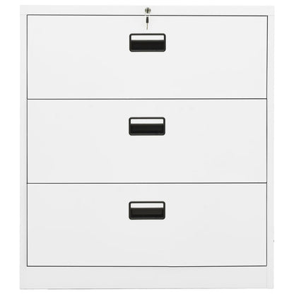 Filing Cabinet 3 Drawers White Steel
