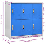 Steel Locker Cabinet 6 Door Grey Blue | HomeAndLiving