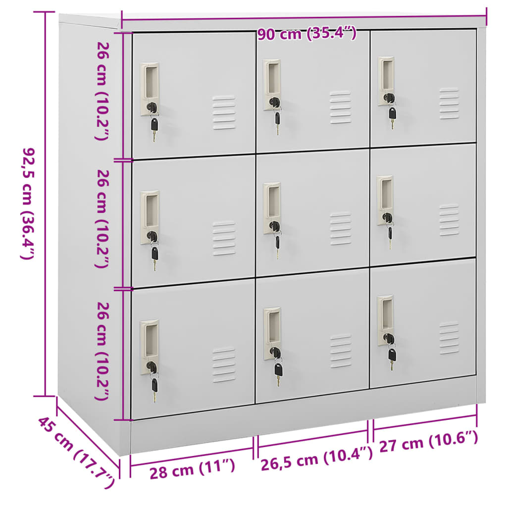 9-Door Steel Locker Cabinet Light Grey | HomeAndLiving