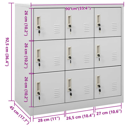 9-Door Steel Locker Cabinet Light Grey | HomeAndLiving