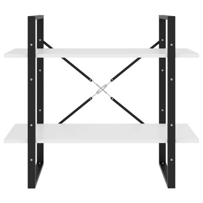 Wall Book Cabinet 2-Tier White Chipboard