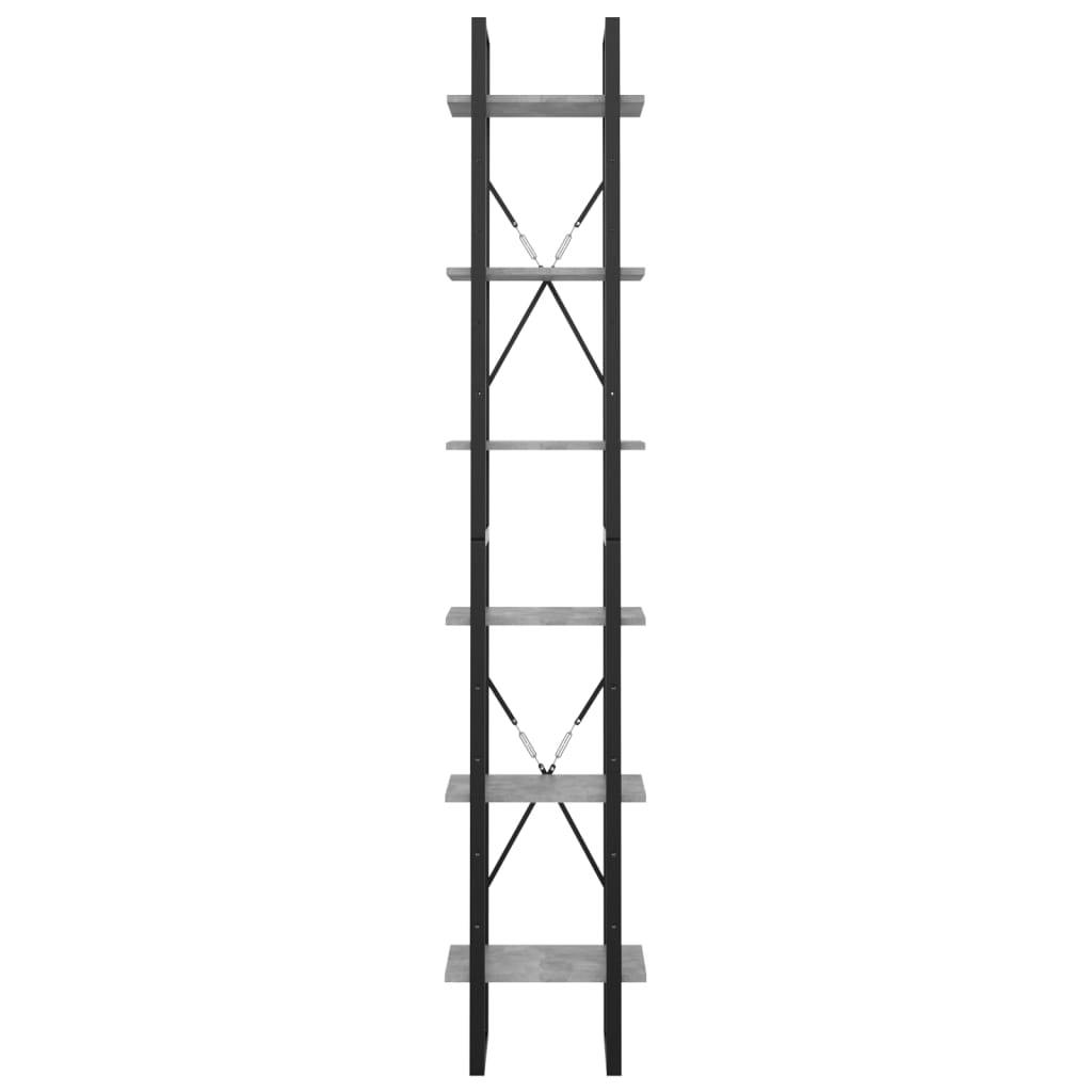 6-Tier Book Cabinet Standing Shelves Concrete Grey Chipboard