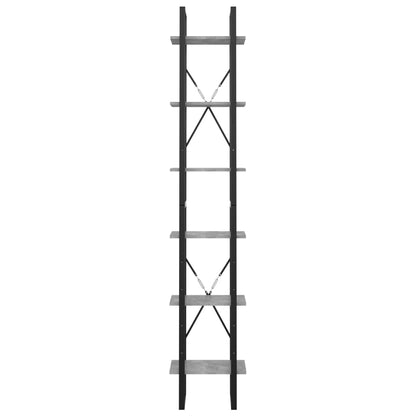 6-Tier Book Cabinet Standing Shelves Concrete Grey Chipboard