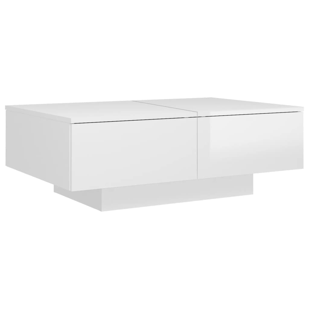 Coffee Table High Gloss White Engineered Wood - 90×60×31cm