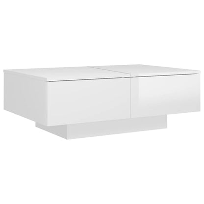 Coffee Table High Gloss White Engineered Wood - 90×60×31cm