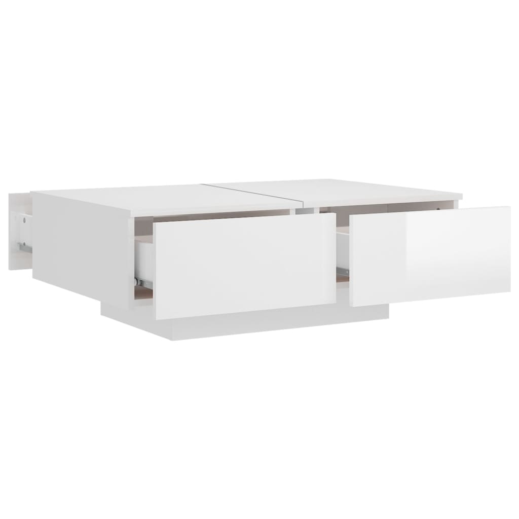 Coffee Table High Gloss White Engineered Wood - 90×60×31cm