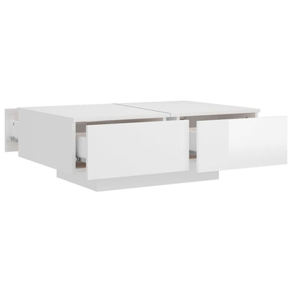 Coffee Table High Gloss White Engineered Wood - 90×60×31cm