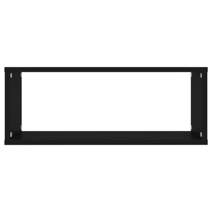 Wall Cube Shelves 2 pcs Black Engineered Wood
