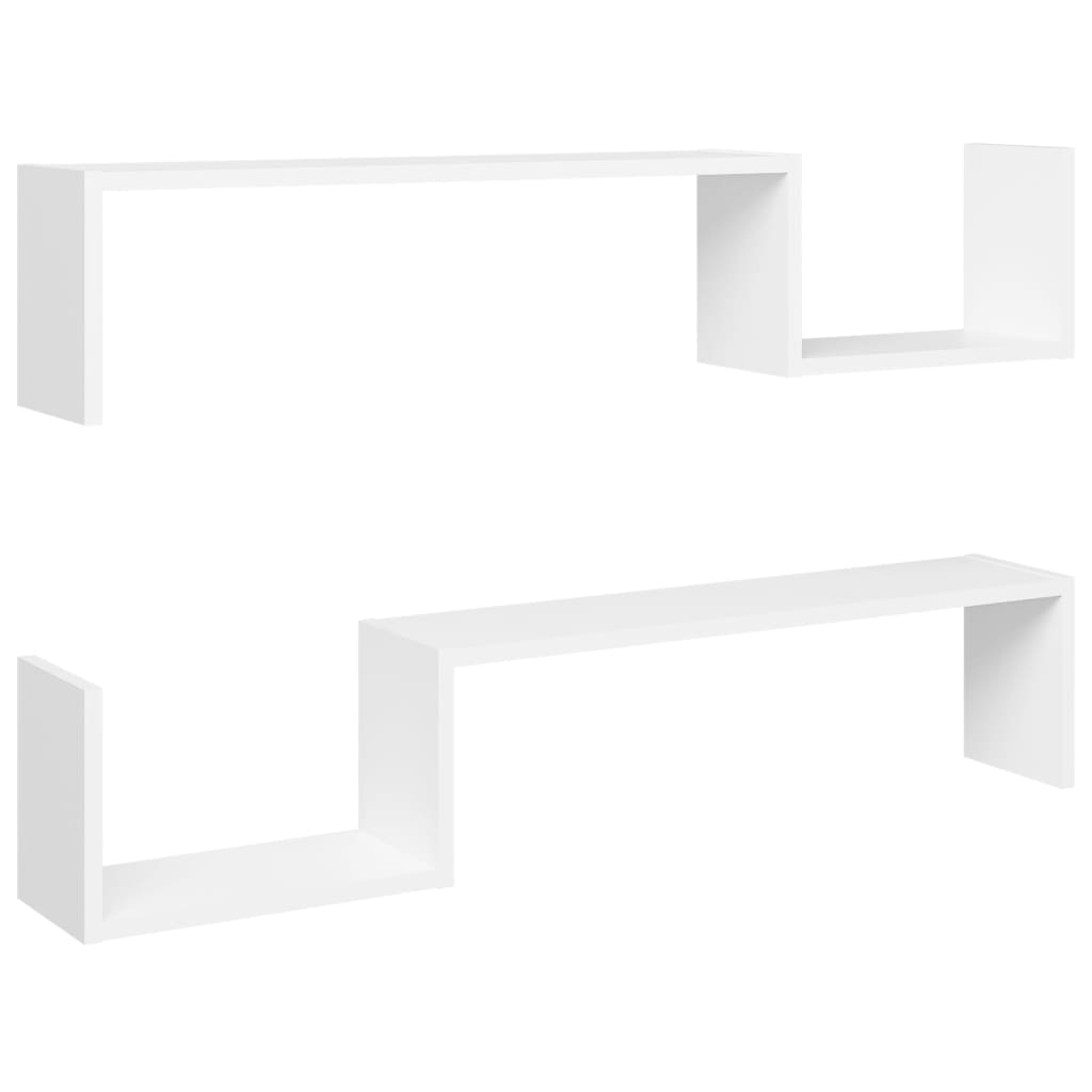 Wall Shelves 2 pcs White Engineered Wood