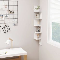 Wall Corner Shelf White Engineered Wood