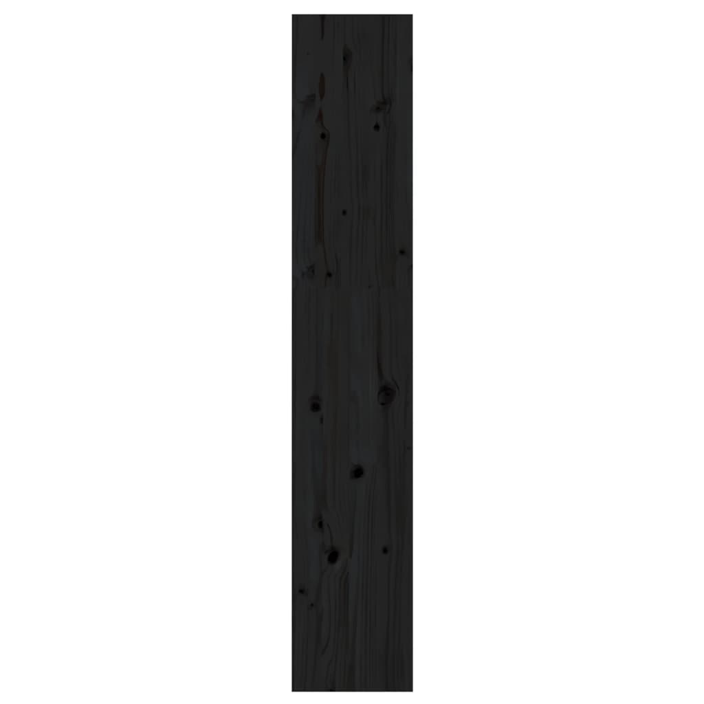 Book Cabinet/Room Divider Black Solid Wood Pine