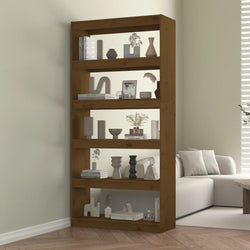 Book Cabinet/Room Divider Honey Brown Wood Pine