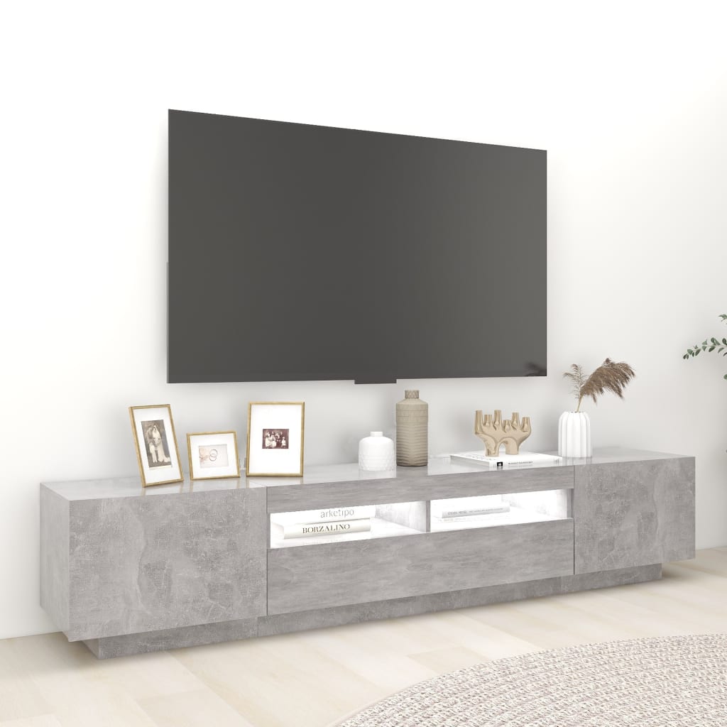 TV Cabinet RGB LED Lights 200cm Concrete Grey | HomeAndLiving