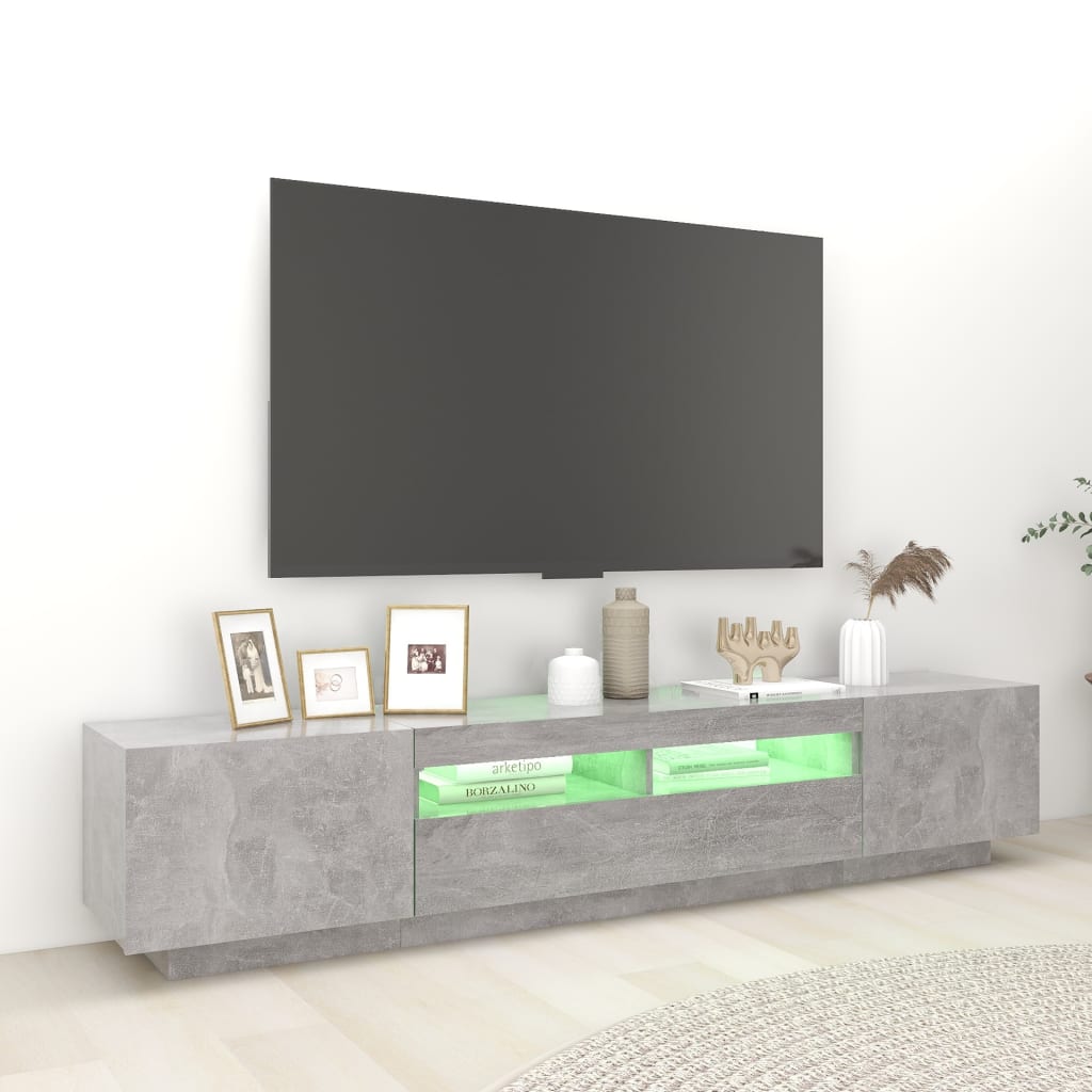 TV Cabinet RGB LED Lights 200cm Concrete Grey | HomeAndLiving
