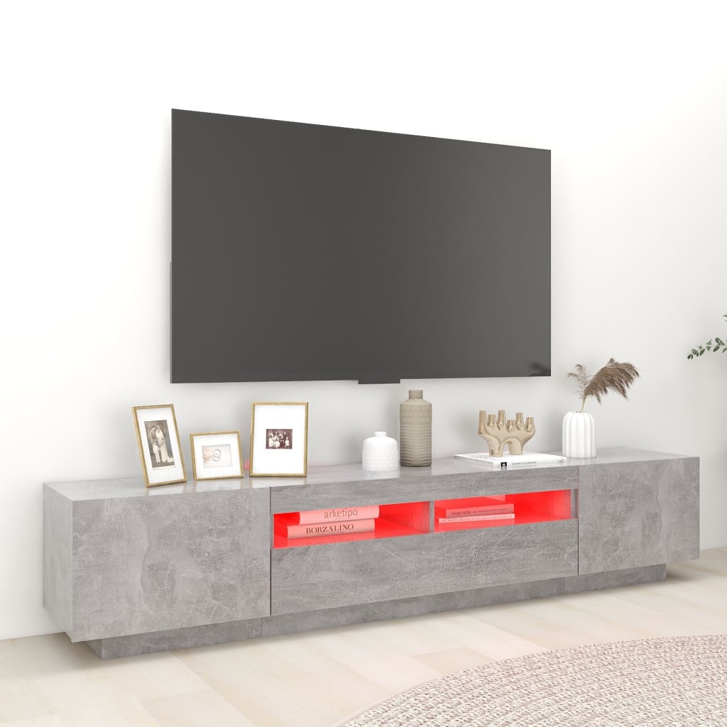 TV Cabinet RGB LED Lights 200cm Concrete Grey | HomeAndLiving