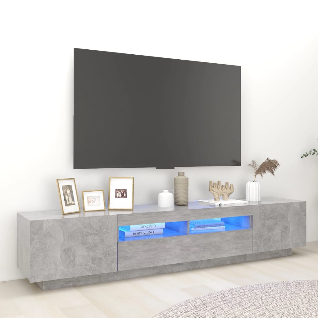 TV Cabinet RGB LED Lights 200cm Concrete Grey | HomeAndLiving