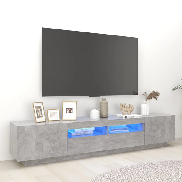  TV Cabinet RGB LED Lights 200cm Concrete Grey | HomeAndLiving
