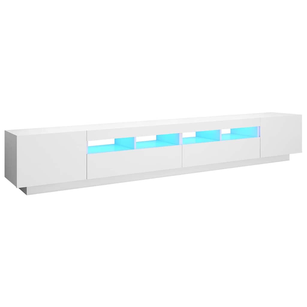 260cm TV Cabinet RGB LED Lights White | HomeAndLiving