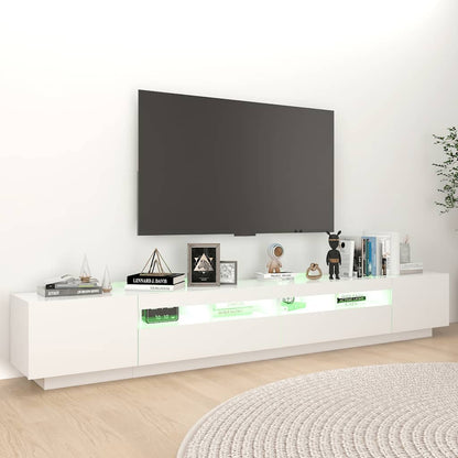 260cm TV Cabinet RGB LED Lights White | HomeAndLiving