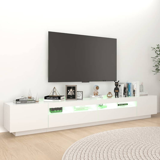 260cm TV Cabinet RGB LED Lights White | HomeAndLiving