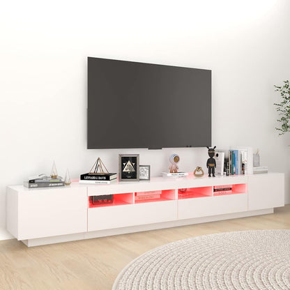 260cm TV Cabinet RGB LED Lights White | HomeAndLiving