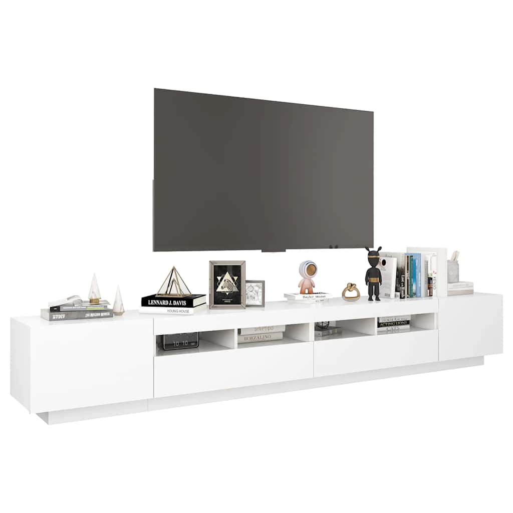 260cm TV Cabinet RGB LED Lights White | HomeAndLiving