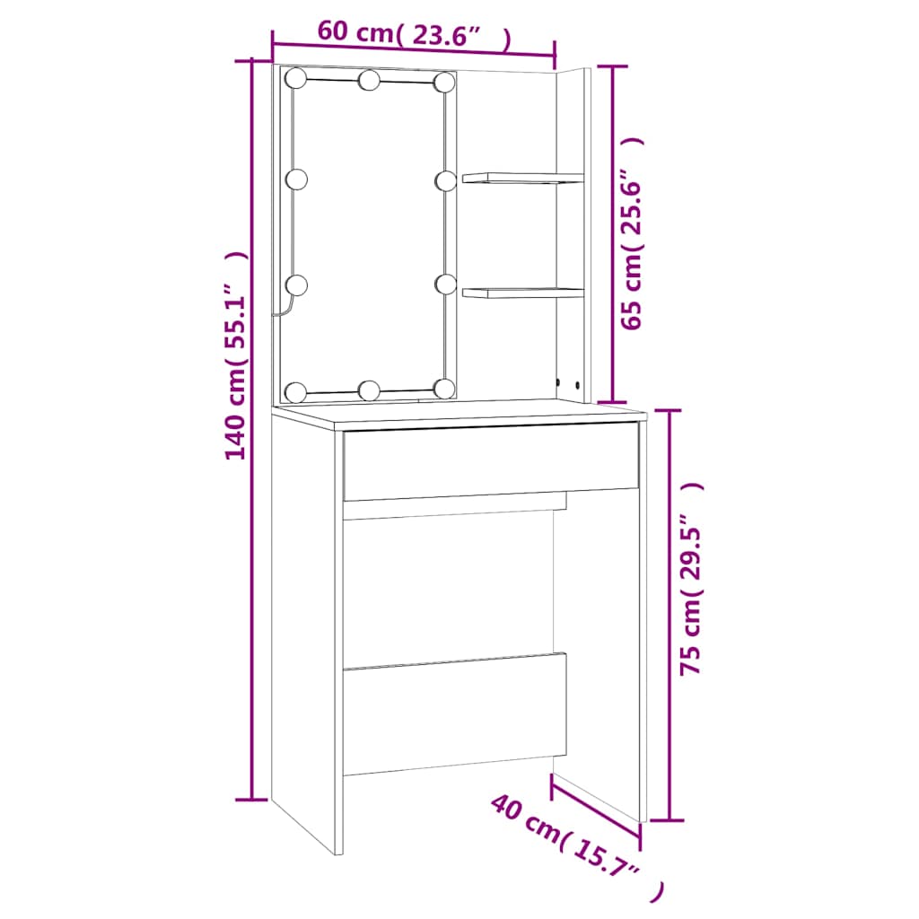 LED Dressing Table White Makeup Vanity | HomeAndLiving
