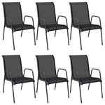 Garden Chairs 6 pcs Steel and Textilene Black
