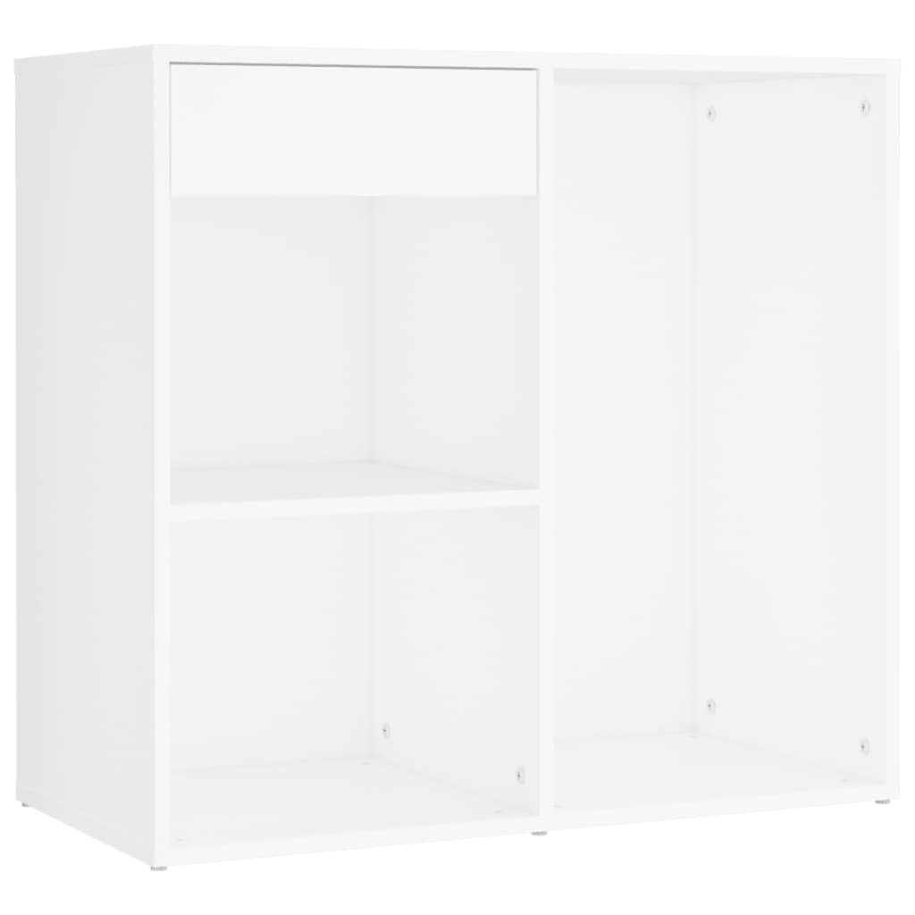 White LED Dressing Table with Cabinet Engineered Wood Storage Vanity Unit
