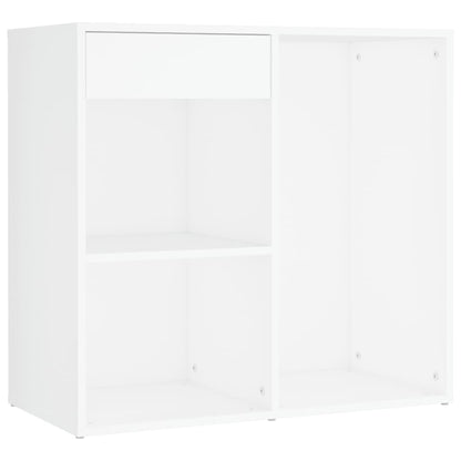 White LED Dressing Table with Cabinet Engineered Wood Storage Vanity Unit