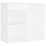 White LED Dressing Table with Cabinet Engineered Wood Storage Vanity Unit