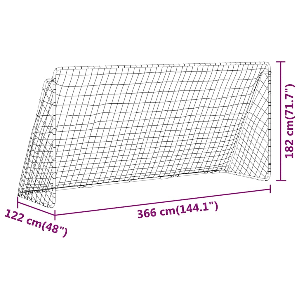 Football Goal Net Full Size 366cm Steel | HomeAndLiving