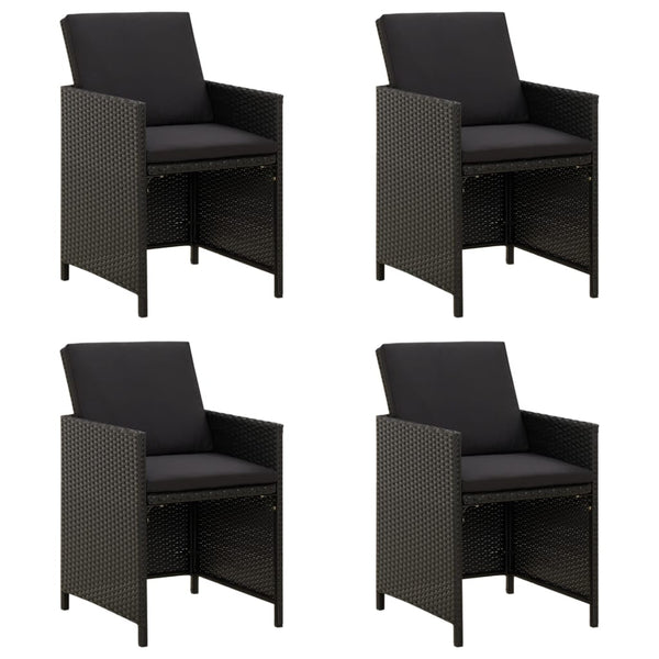  Garden Chairs with Cushions 4 pcs Poly Rattan Black