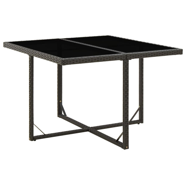  Garden Table Black Poly Rattan and Glass