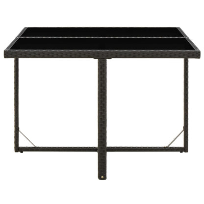 Garden Table Black Poly Rattan and Glass