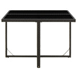 Garden Table Black Poly Rattan and Glass