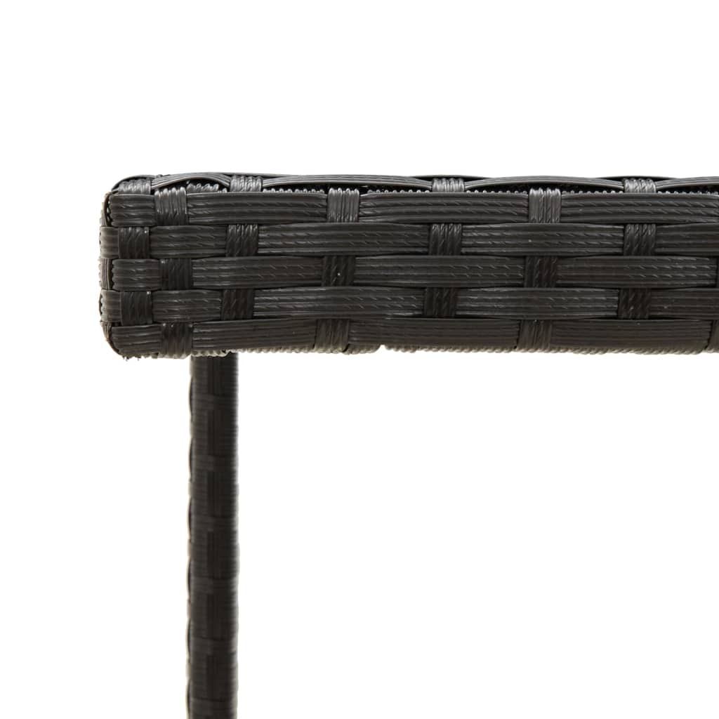 Garden Table Black Poly Rattan and Glass