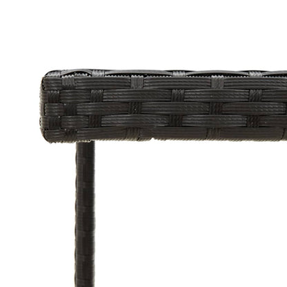 Garden Table Black Poly Rattan and Glass