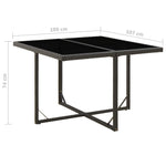 Garden Table Black Poly Rattan and Glass