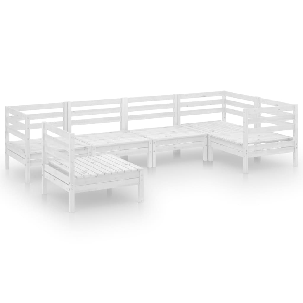 6 Piece Garden Lounge Set Durable Solid Pinewood White