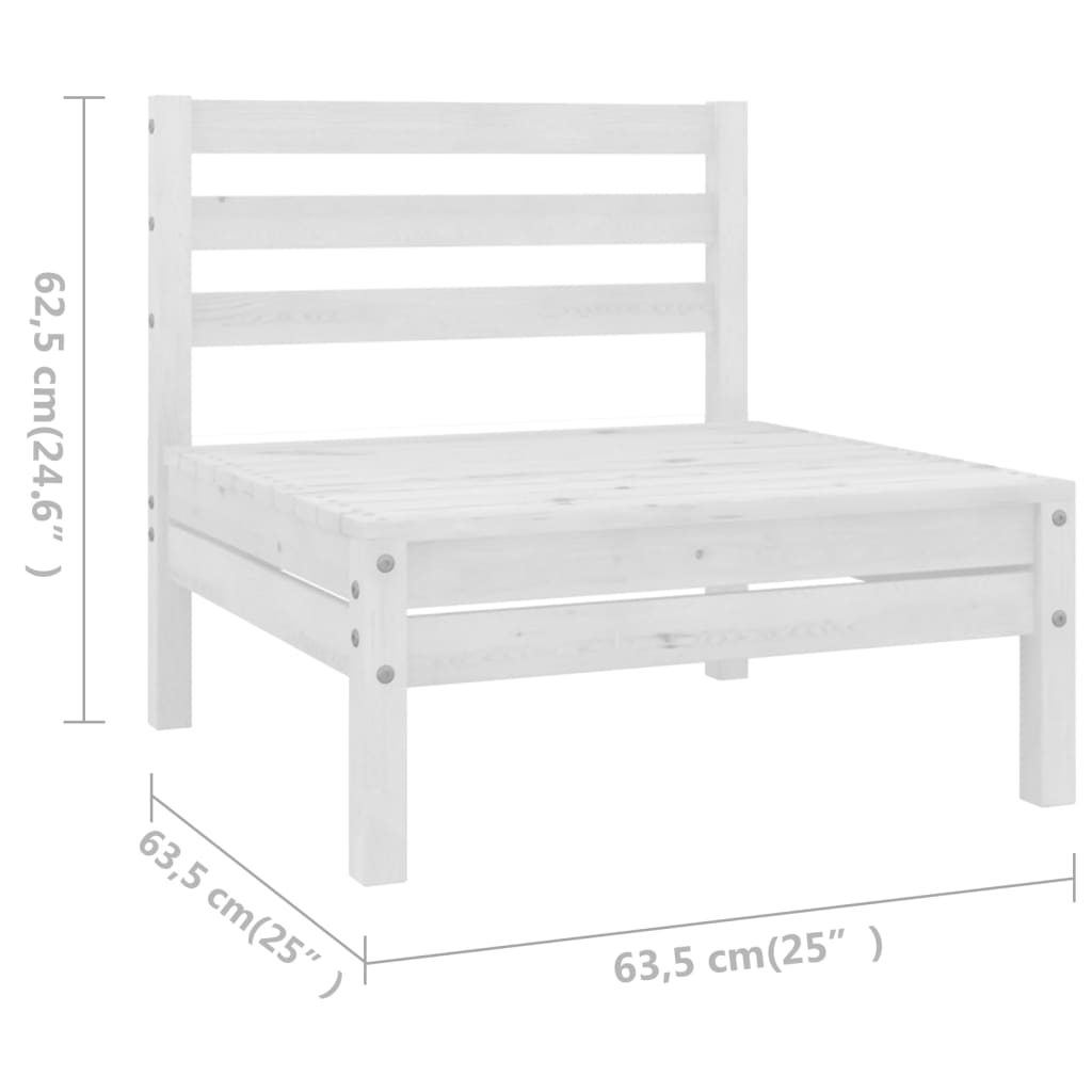 6 Piece Garden Lounge Set Durable Solid Pinewood White