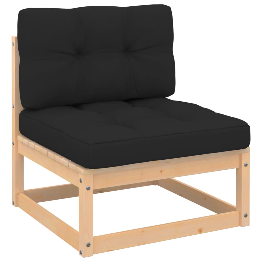 Rustic Relaxation: 7-Piece Pinewood Garden Lounge Set with Plush Cushions