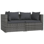 3 Piece Garden Lounge Set with Cushions Grey Poly Rattan